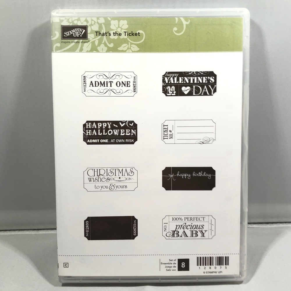 Stampin’ Up! THAT’S THE TICKET Stamps Set (8 stamps)  Item 128075